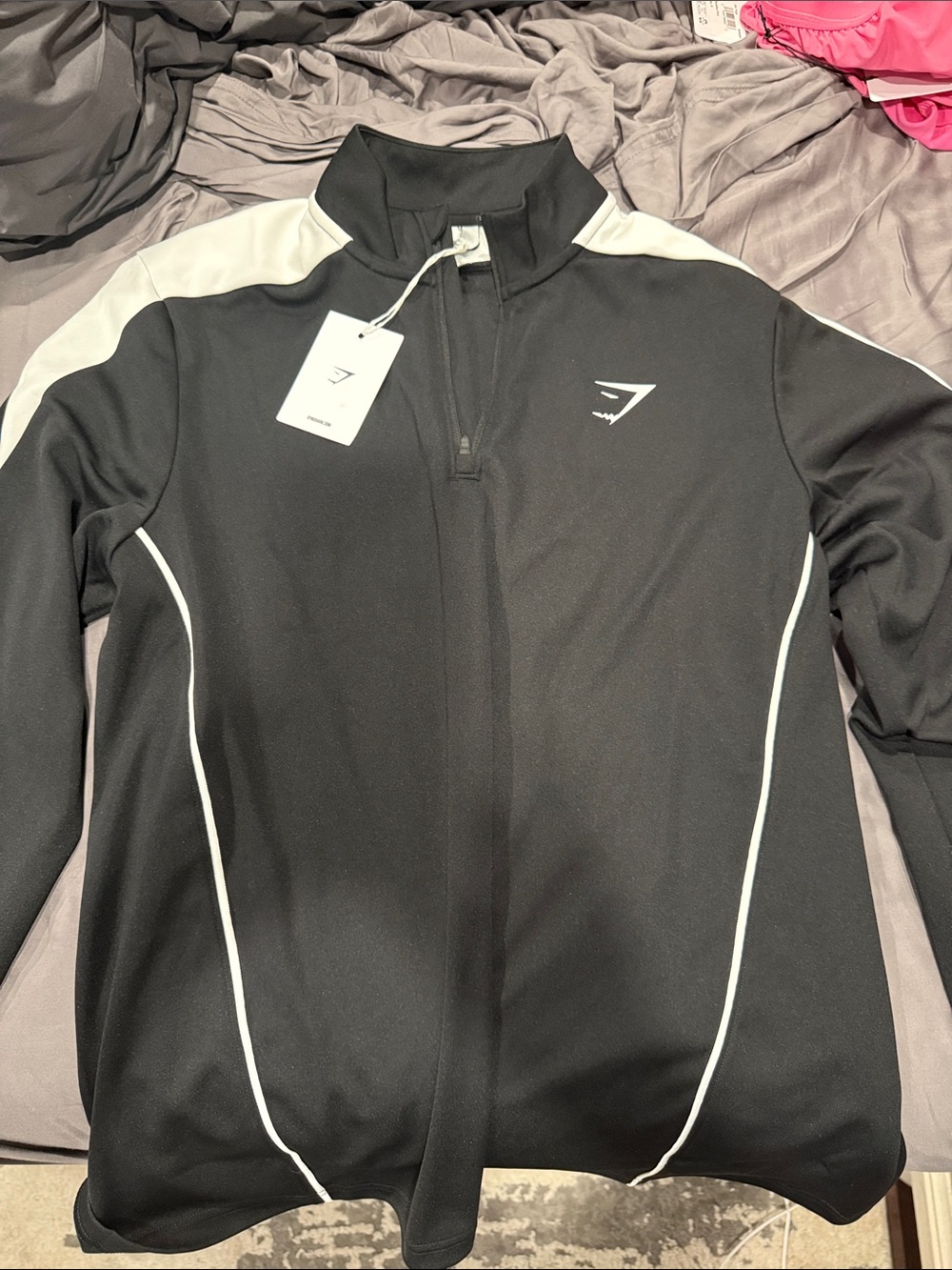 Gymshark Black Jacket with White Piping